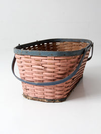 antique American painted splint gathering basket