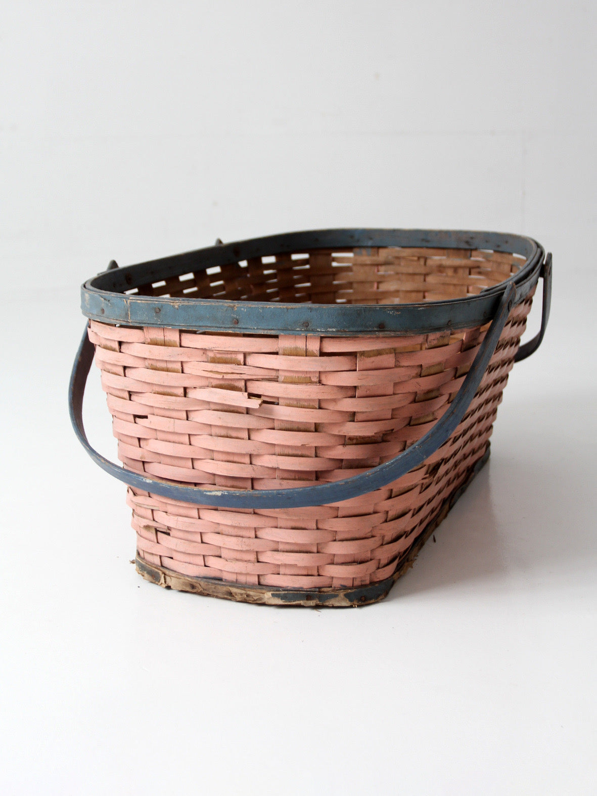antique American painted splint gathering basket