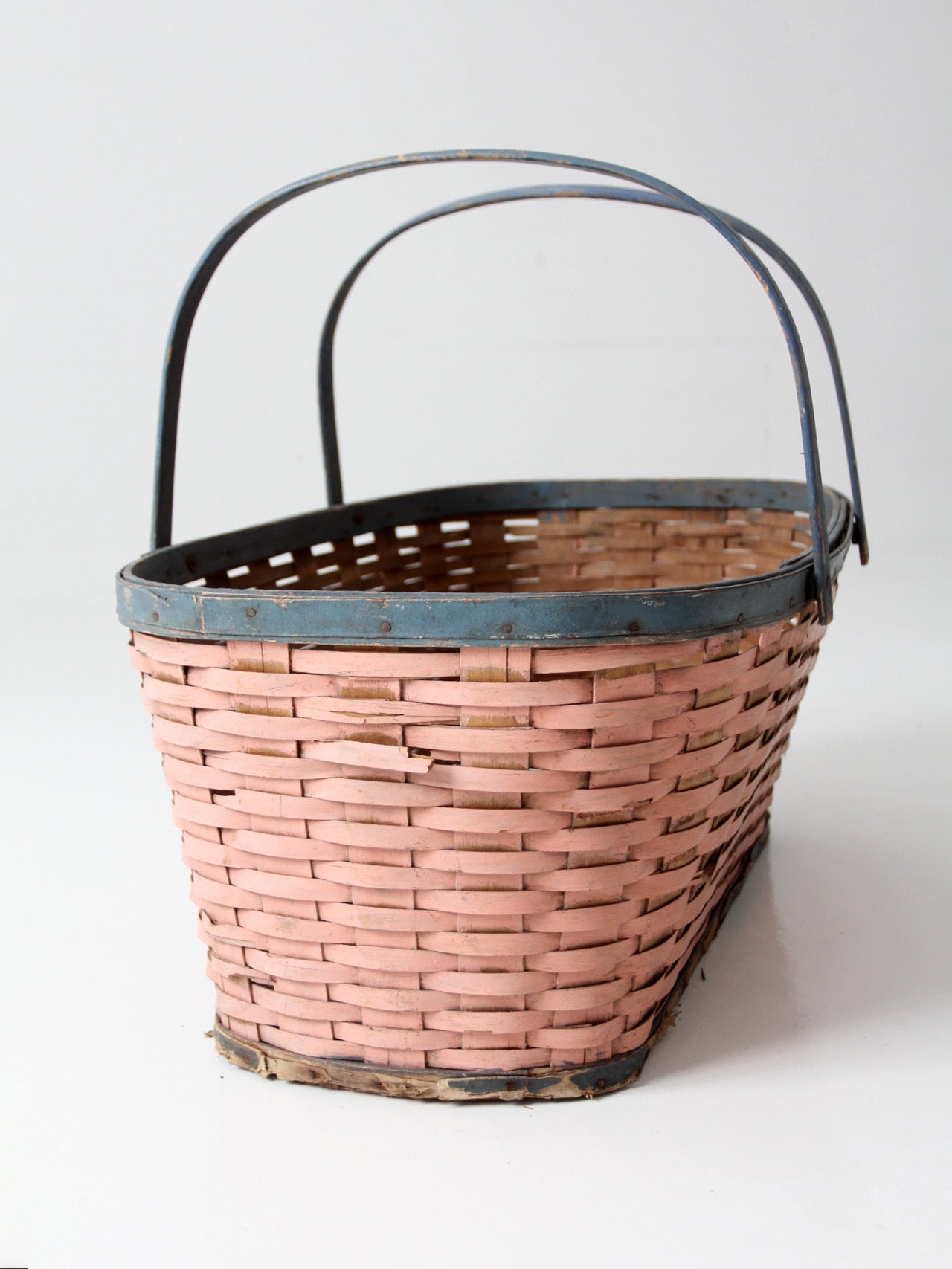 antique American painted splint gathering basket
