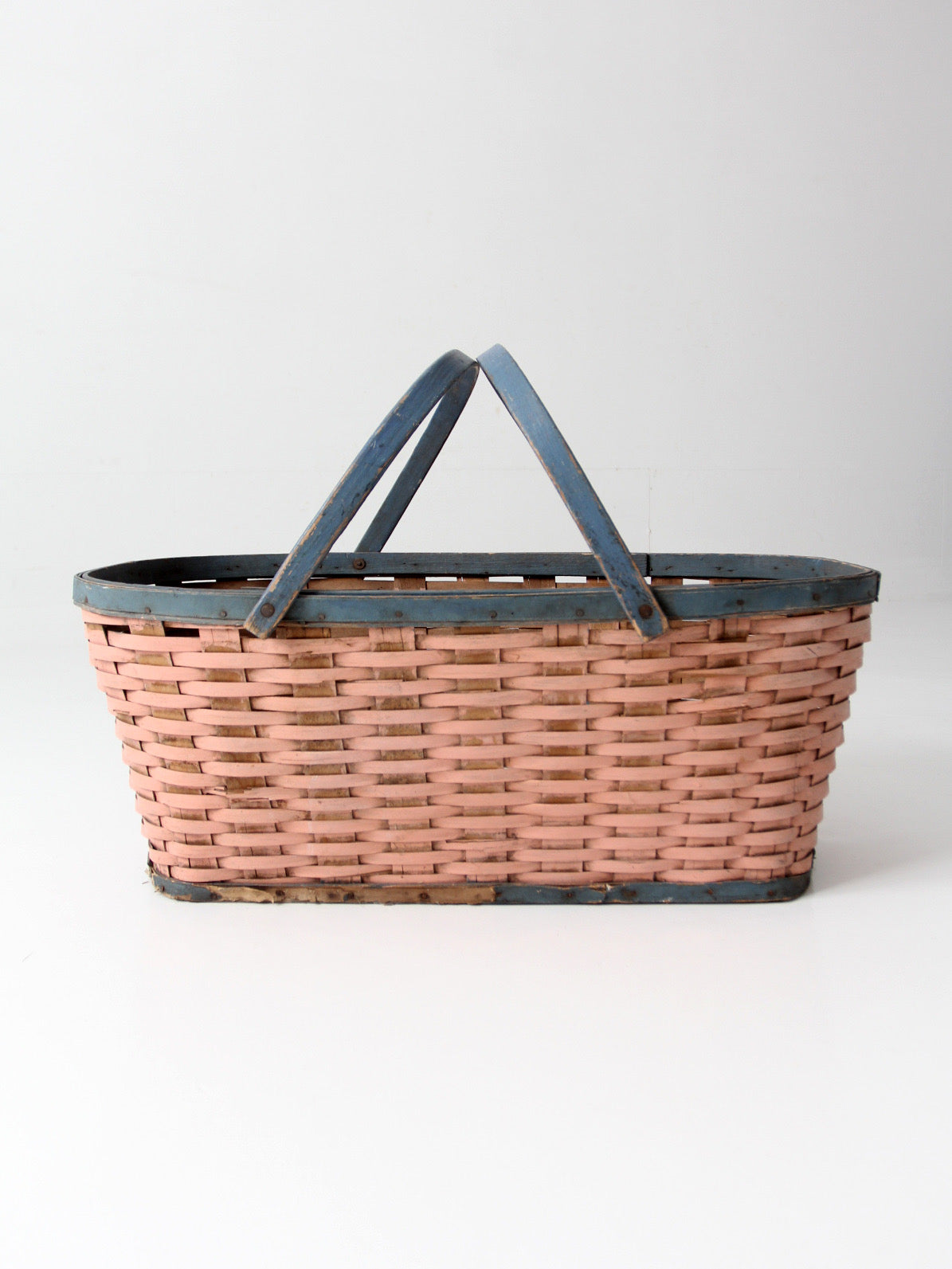 antique American painted splint gathering basket