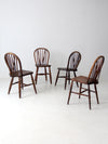set of 4 antique Windsor brace-back dining chairs