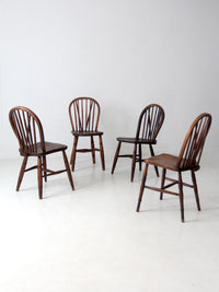 set of 4 antique Windsor brace-back dining chairs