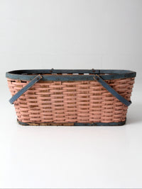 antique American painted splint gathering basket