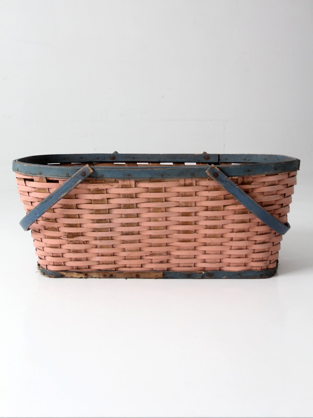 antique American painted splint gathering basket