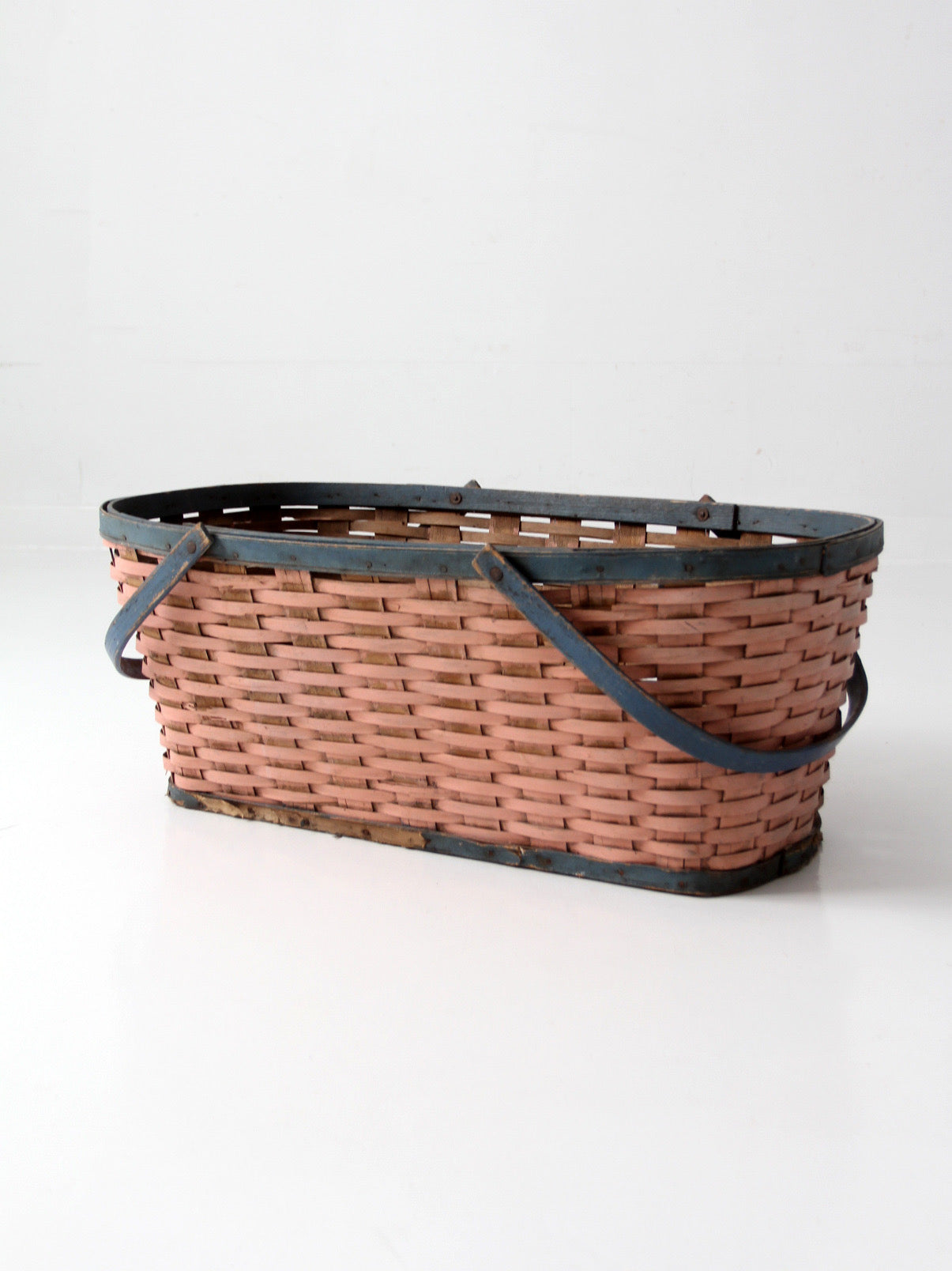 antique American painted splint gathering basket