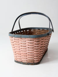 antique American painted splint gathering basket