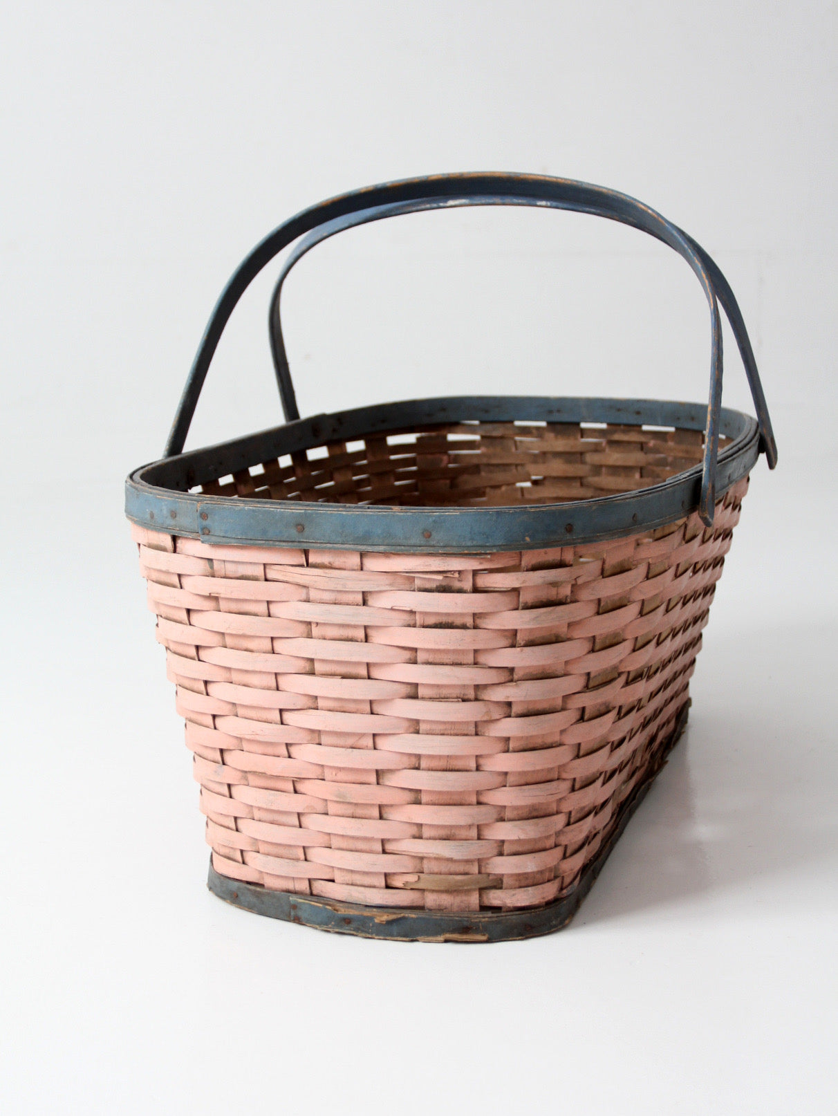 antique American painted splint gathering basket