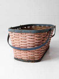 antique American painted splint gathering basket