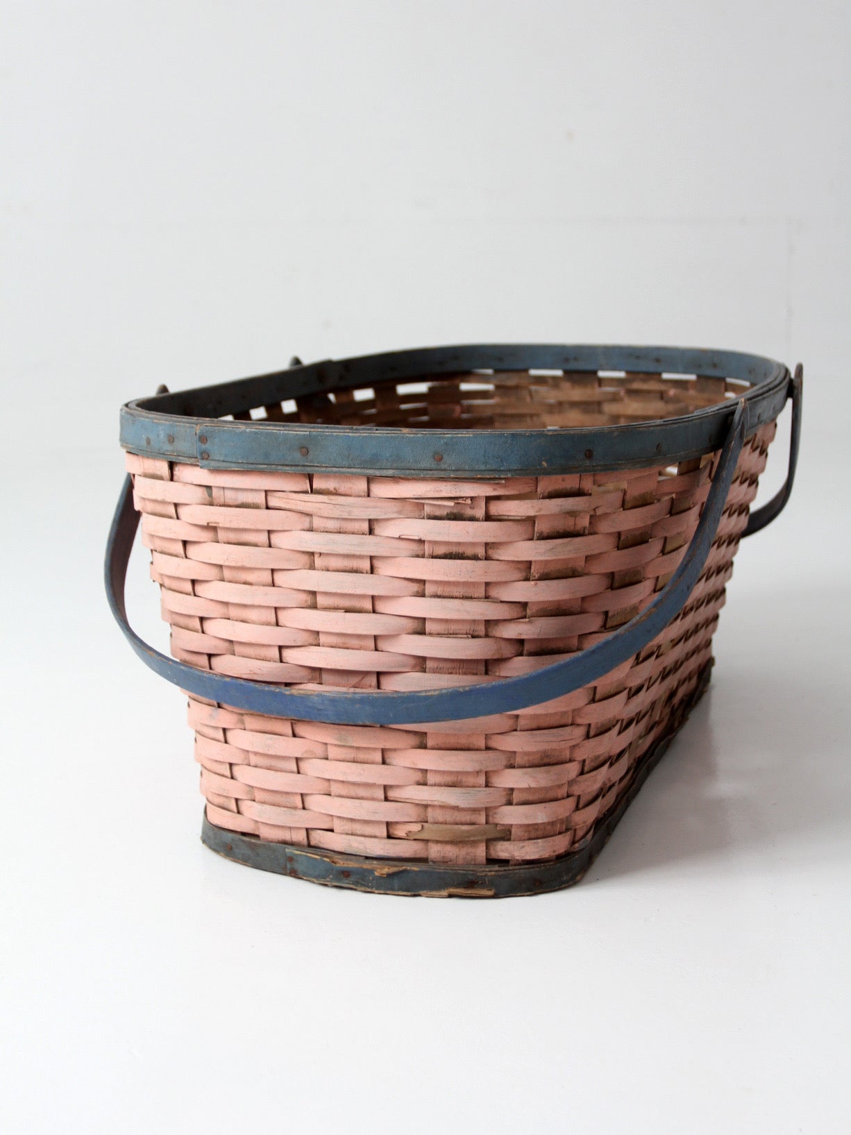 antique American painted splint gathering basket