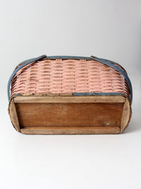 antique American painted splint gathering basket