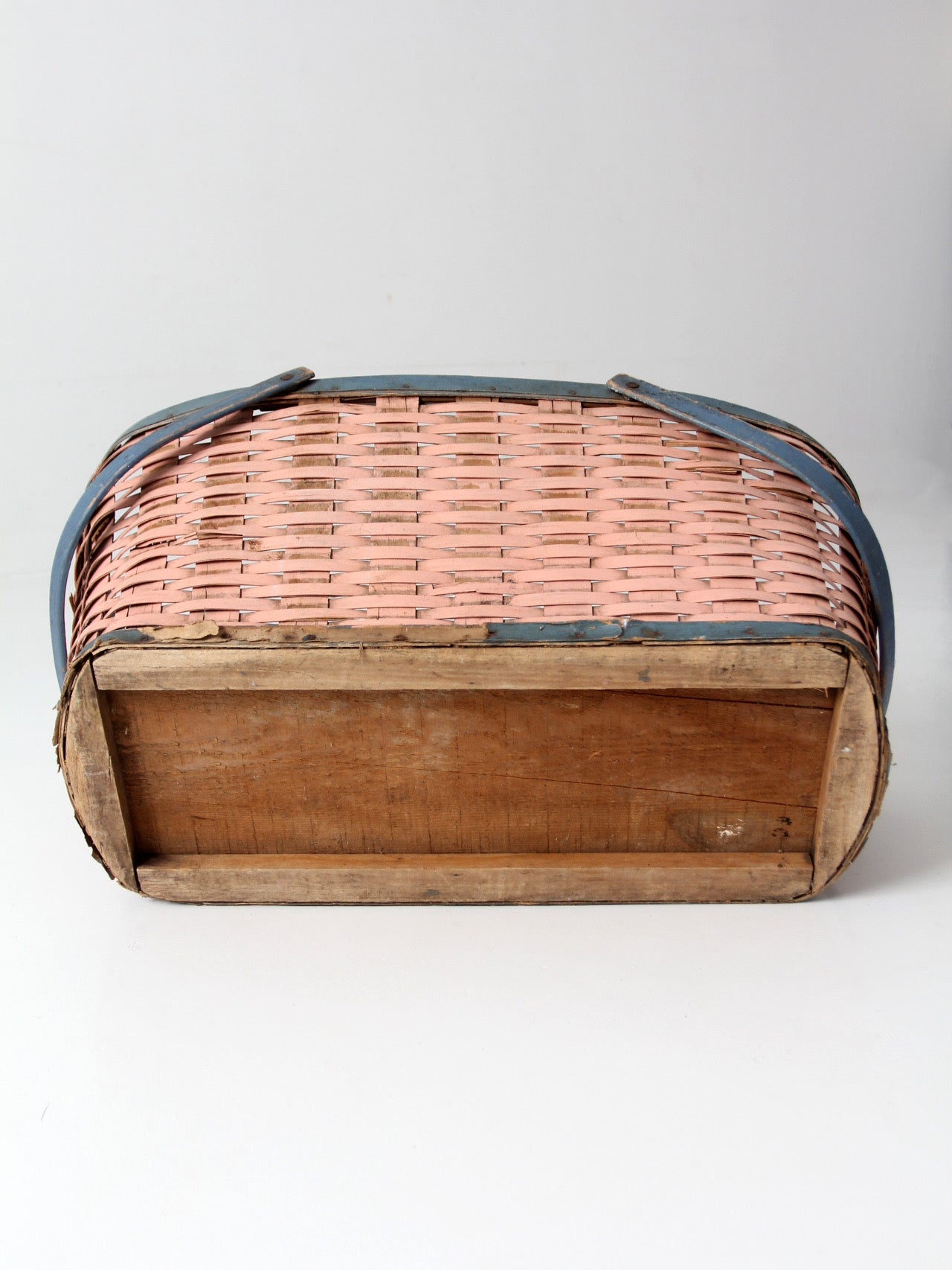 antique American painted splint gathering basket