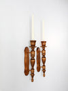 vintage wood candle sconces pair