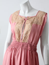 vintage 1970s pink lace bodice dress