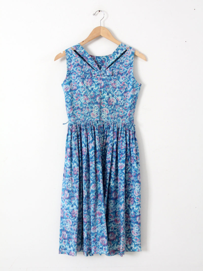 vintage 50s blue floral dress