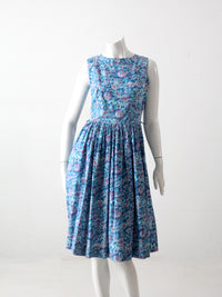 vintage 50s blue floral dress