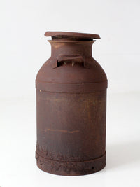 antique steel dairy milk can with lid
