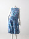vintage 50s blue floral dress