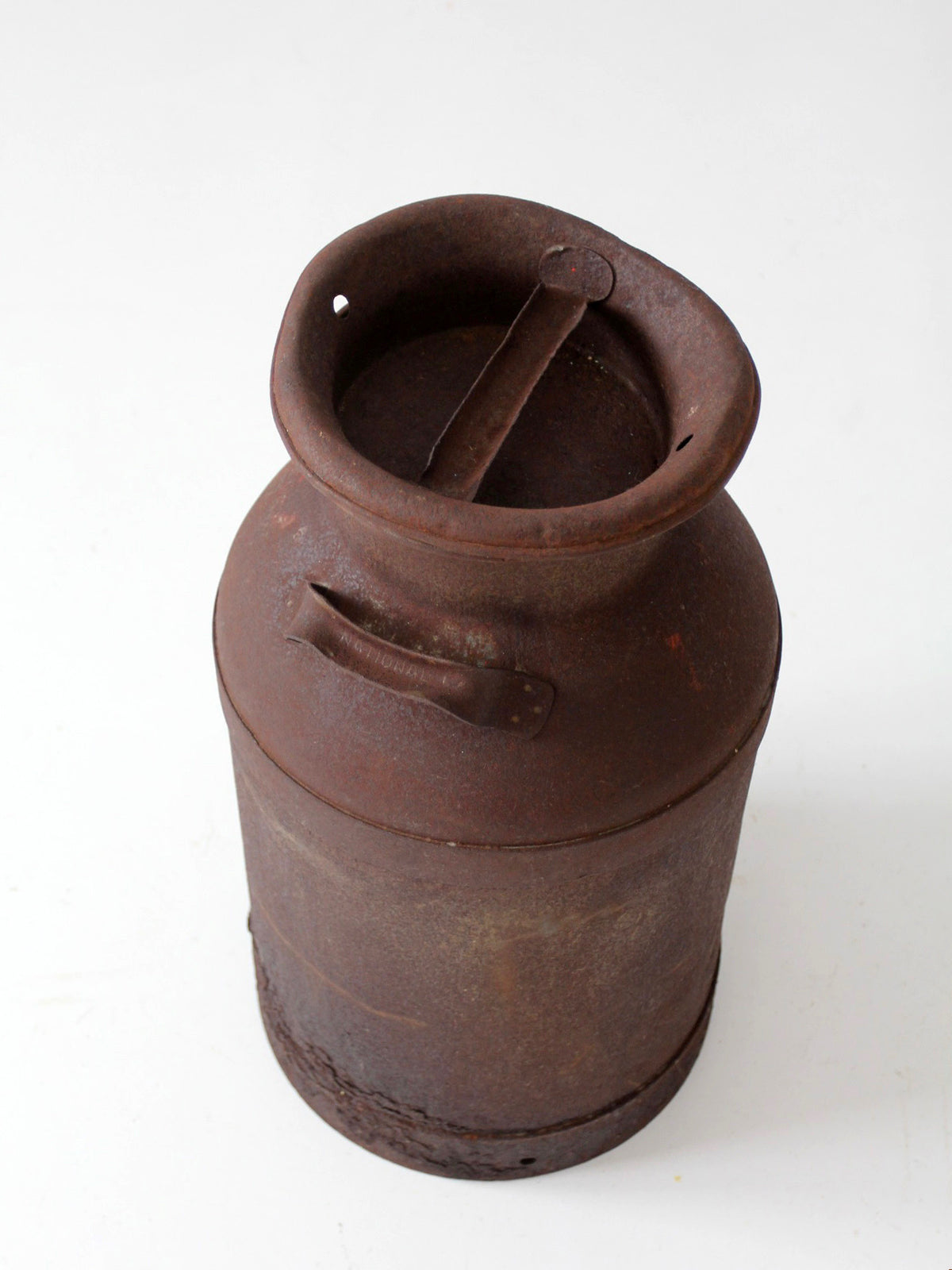 antique steel dairy milk can with lid