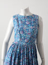vintage 50s blue floral dress