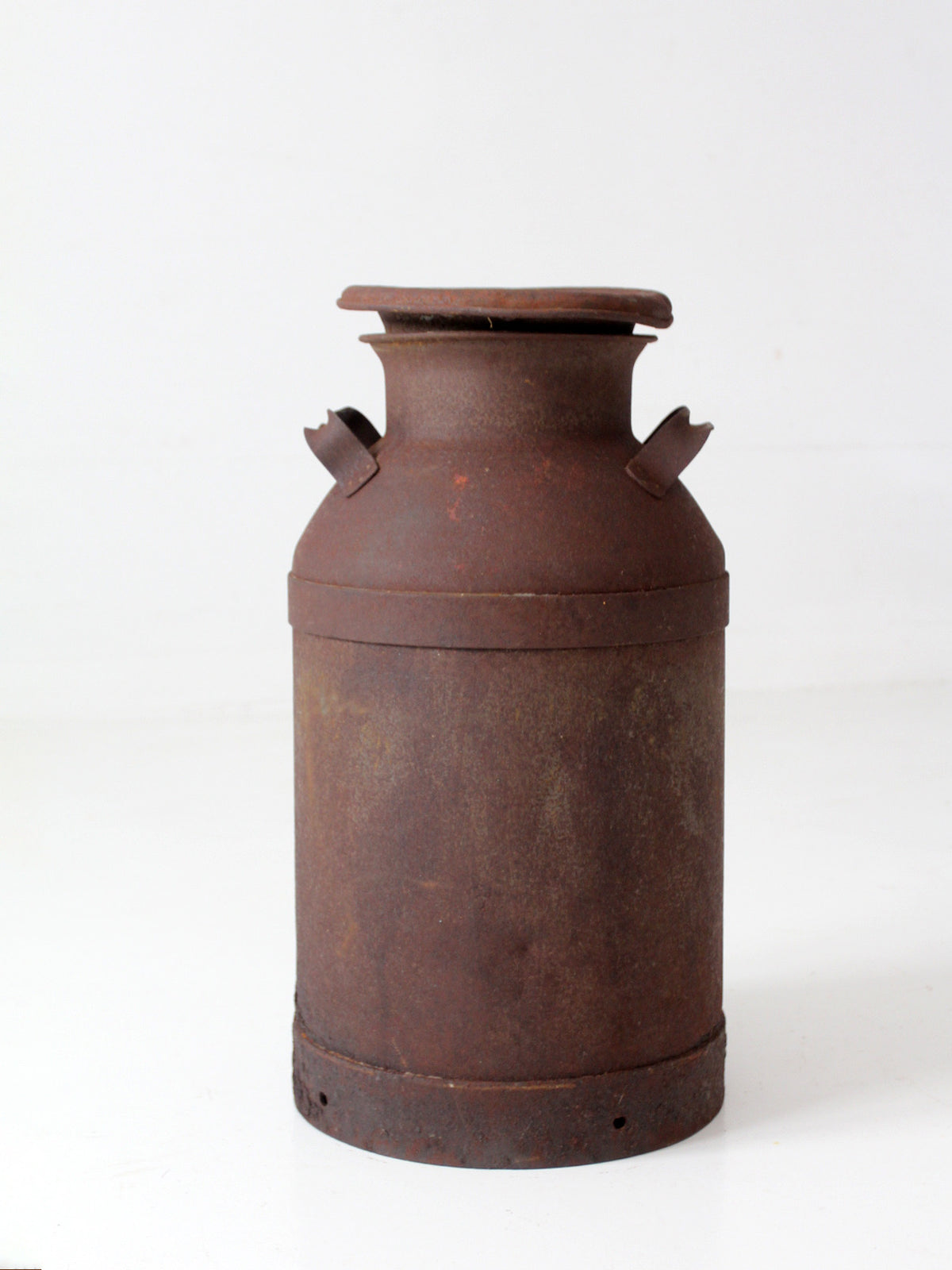 antique steel dairy milk can with lid