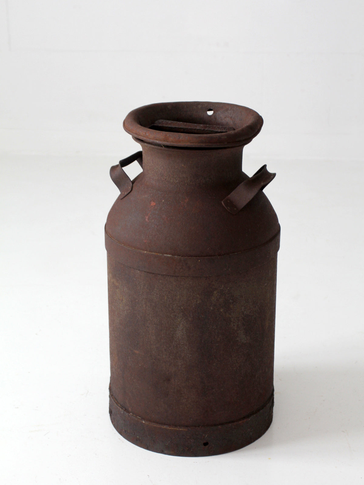 antique steel dairy milk can with lid