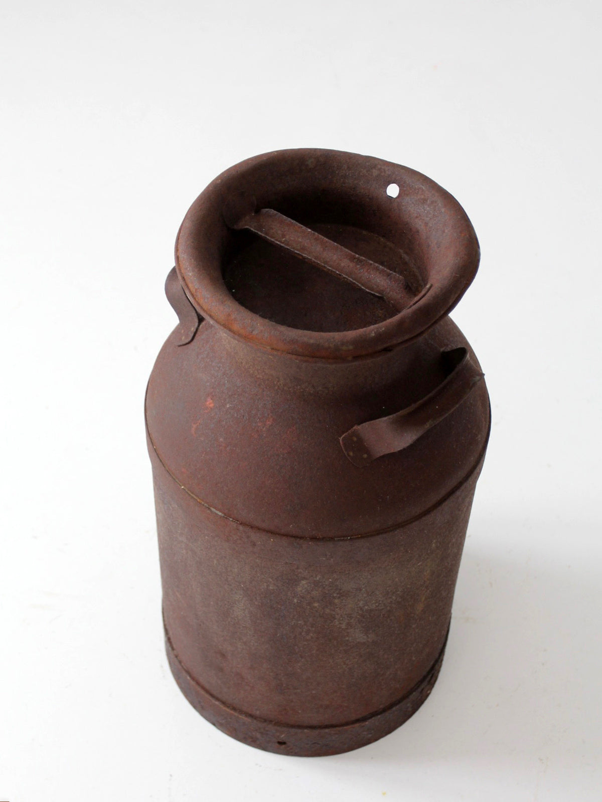antique steel dairy milk can with lid