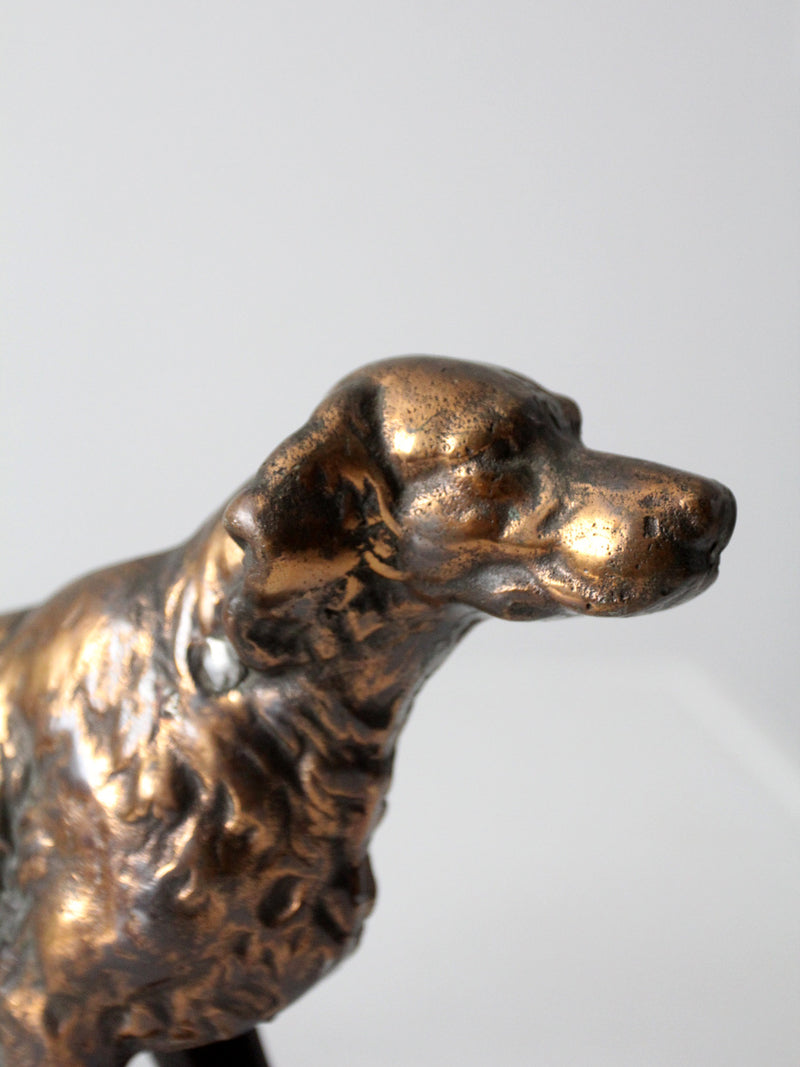 antique cast bronze retriever dog sculpture