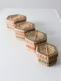 vintage sweetgrass nesting baskets set 4