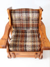 vintage pine rocking chair with plaid tweed cushions