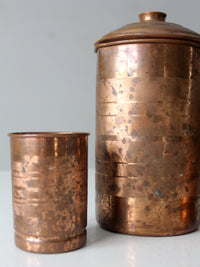 vintage copper pitcher and cups set