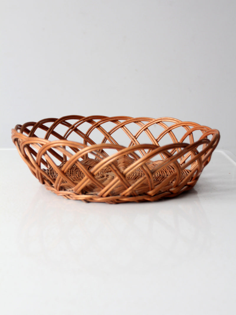 vintage wicker basket bowl