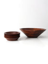 mid-century walnut serving bowl set