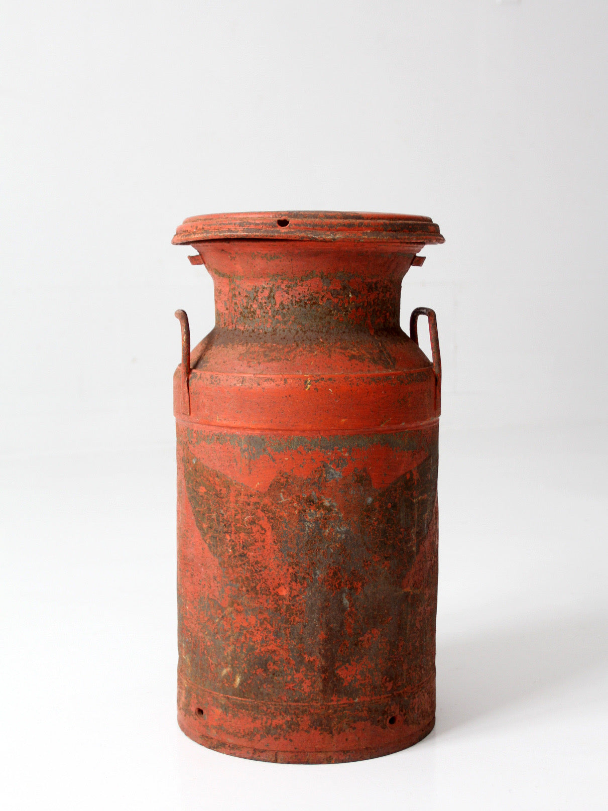 vintage red farmhouse milk can