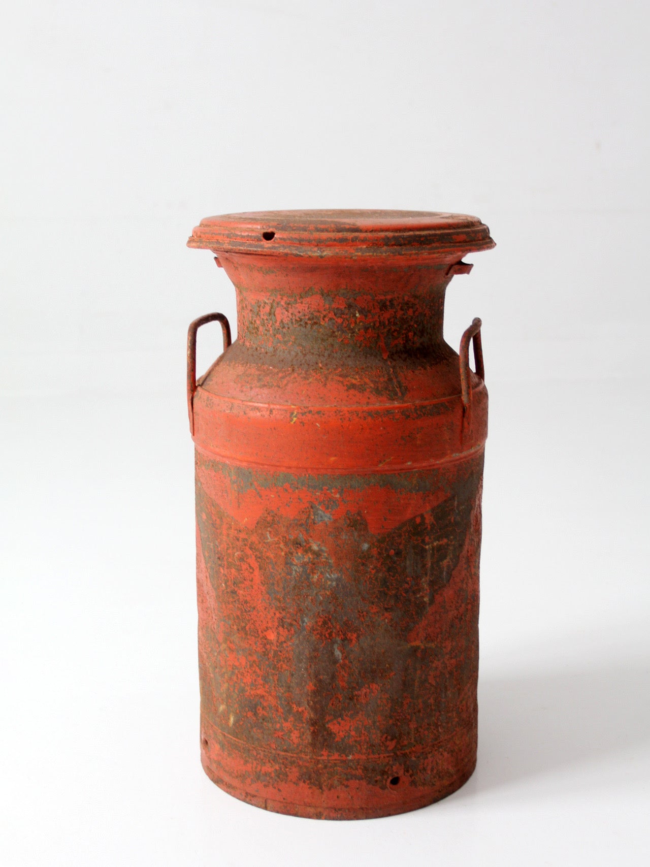 vintage red farmhouse milk can