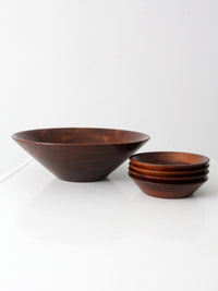 mid-century walnut serving bowl set