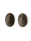 antique fleur de lis wood medallion pair