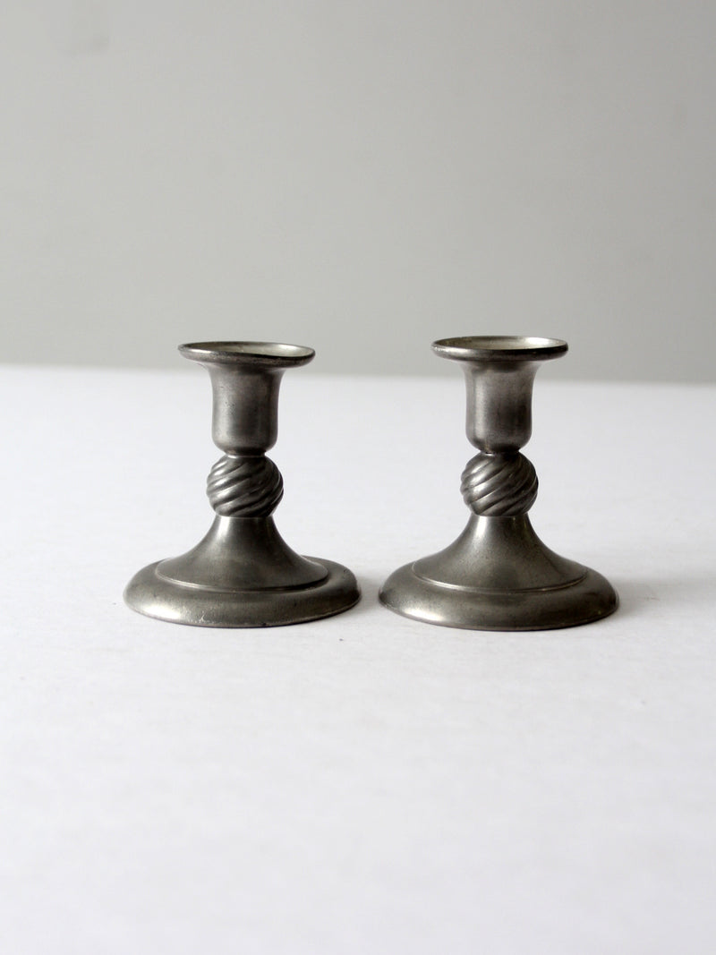 vintage KMD Royal Holland pewter candlestick holders pair