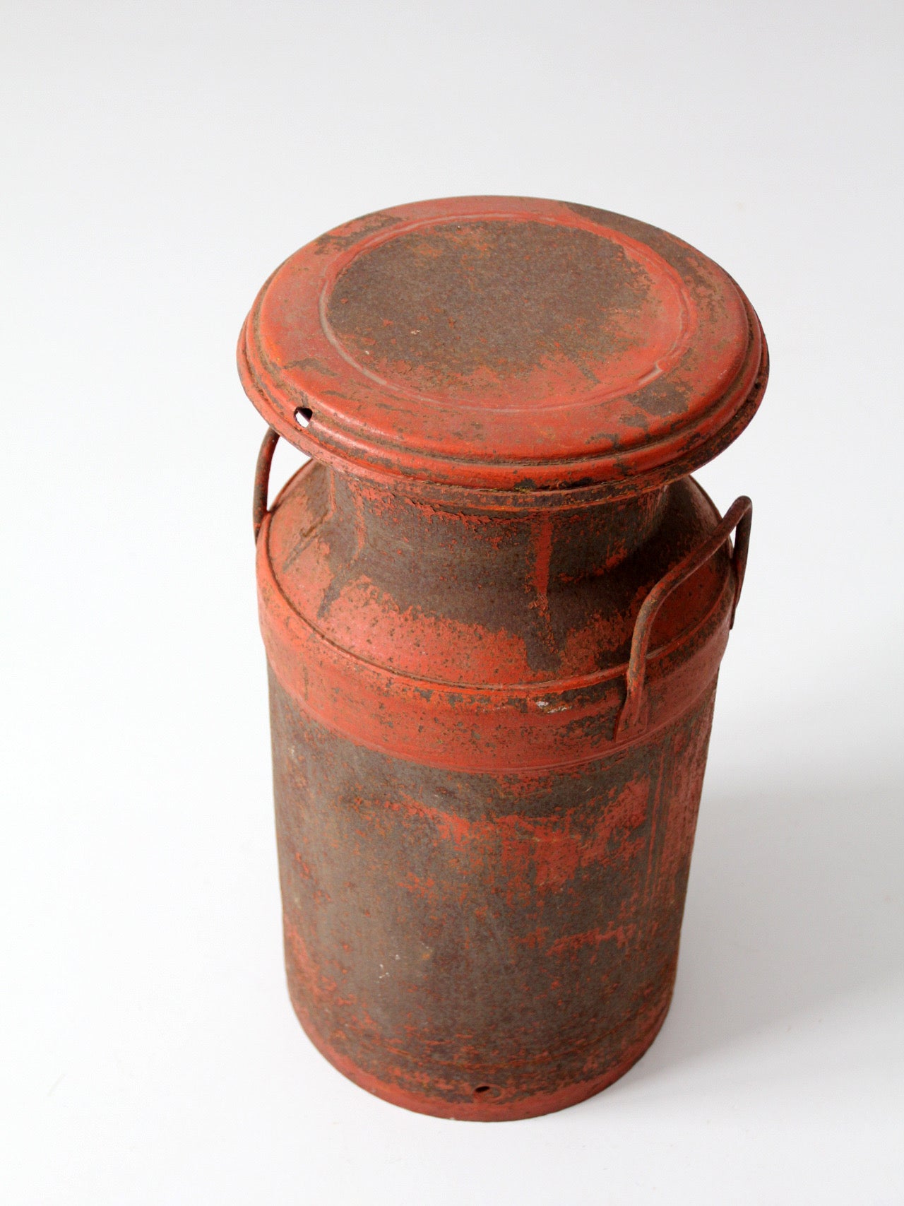 vintage red farmhouse milk can