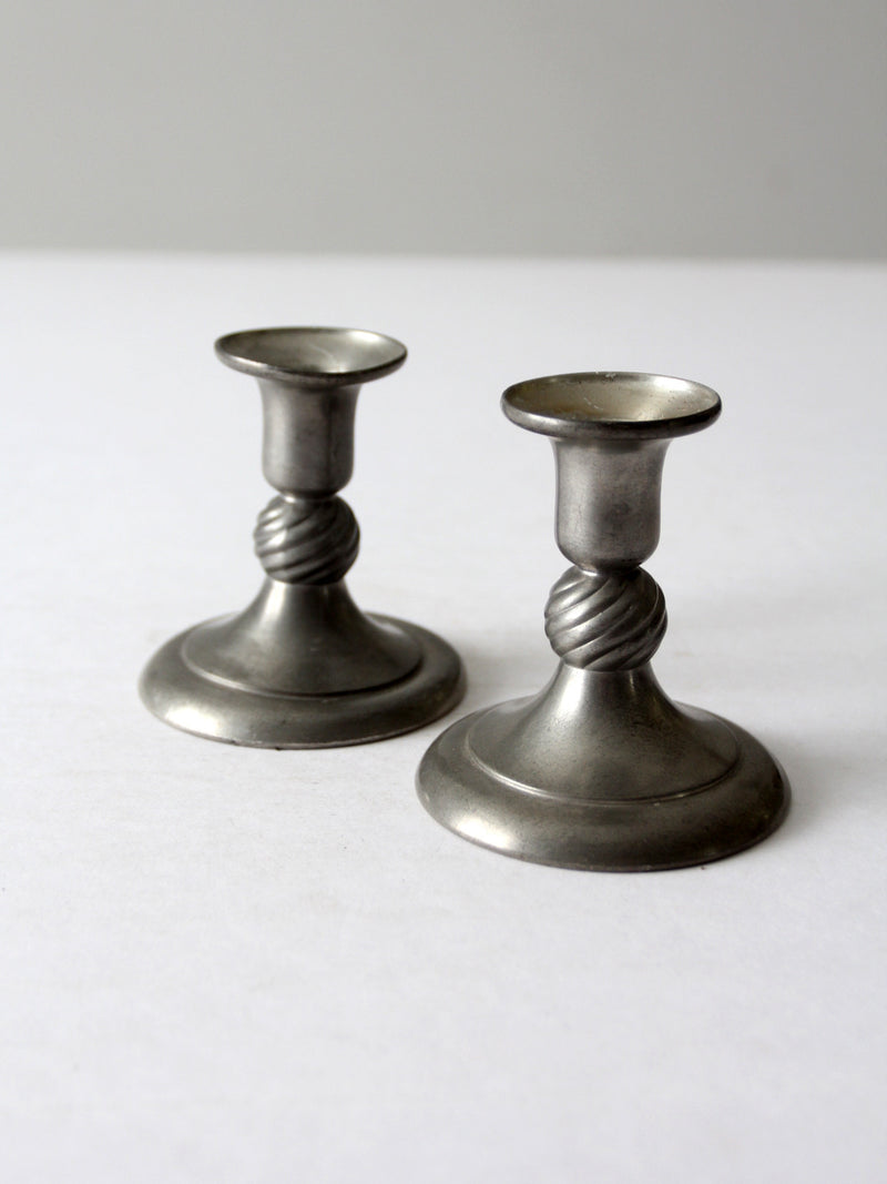 vintage KMD Royal Holland pewter candlestick holders pair