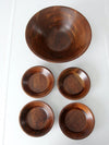 mid-century walnut serving bowl set