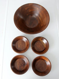 mid-century walnut serving bowl set