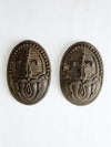 antique fleur de lis wood medallion pair