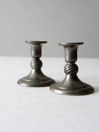 vintage KMD Royal Holland pewter candlestick holders pair