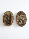 antique fleur de lis wood medallion pair