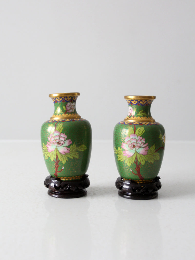 vintage cloisonne vase pair