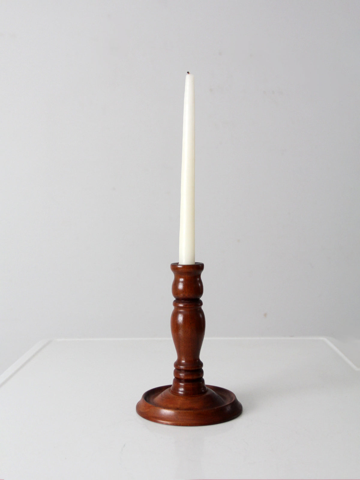 vintage handmade wood candlestick holder