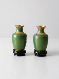 vintage cloisonne vase pair