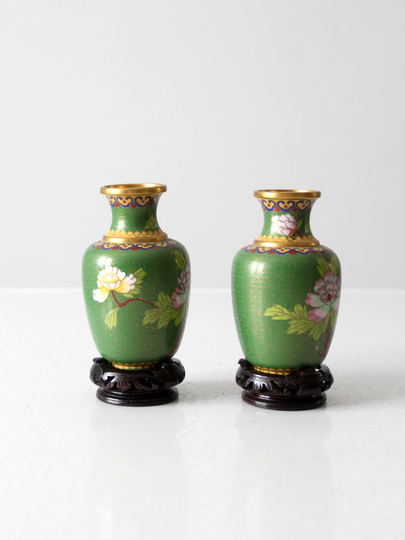 vintage cloisonne vase pair