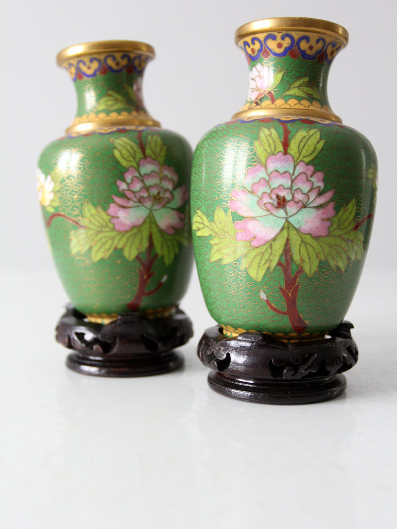 vintage cloisonne vase pair