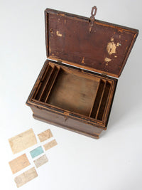 antique railroad conductor's box with original railway paperwork